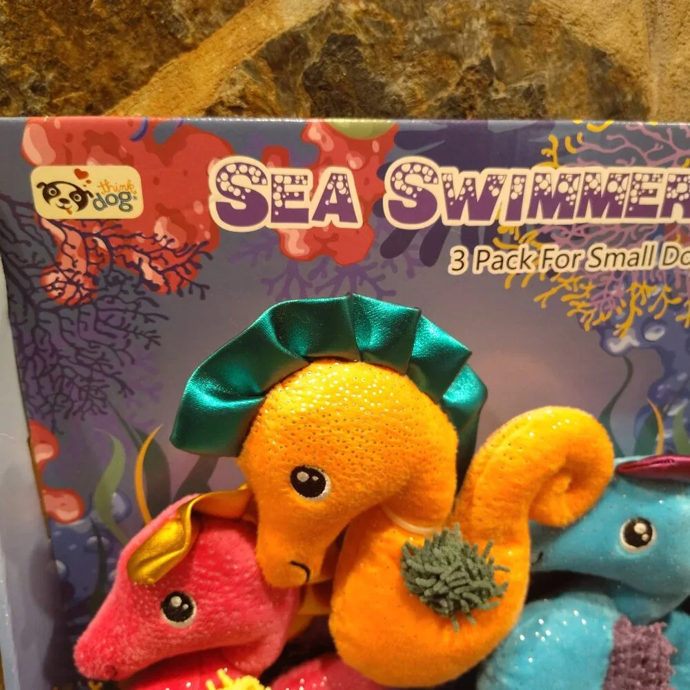 Think Dog Sea Swimmers Dog Toy 3 Pack For Small Dogs NIB NWT